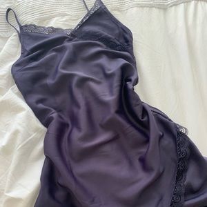 Urban outfitters navy blue silk lace dress